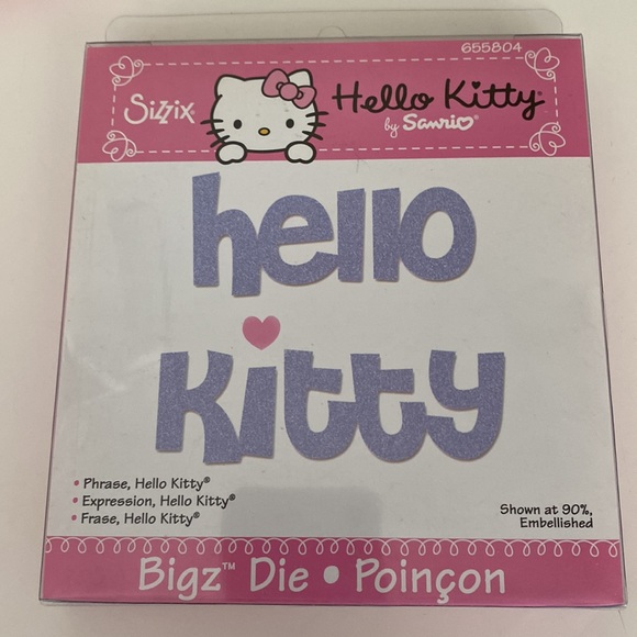 2 Hello Kitty Sizzix Dies Bigz Phrase And Wings Sanrio Design New, NIP - Picture 6 of 6